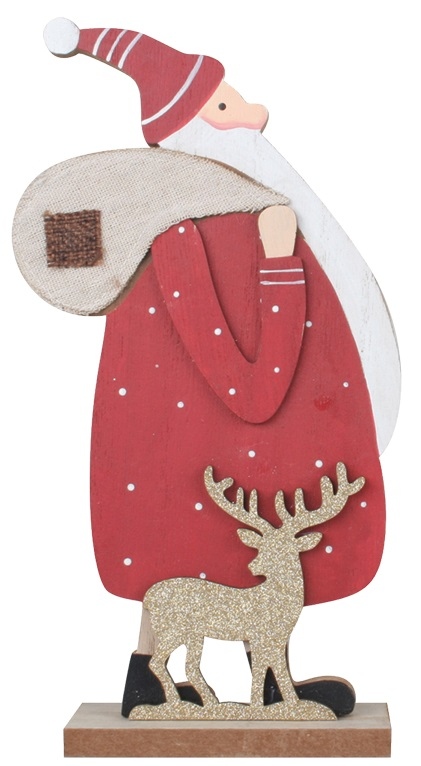 Santa dřevěný s vakem na postavení 12,5 x 23,5 cm Anděl Přerov s.r.o.