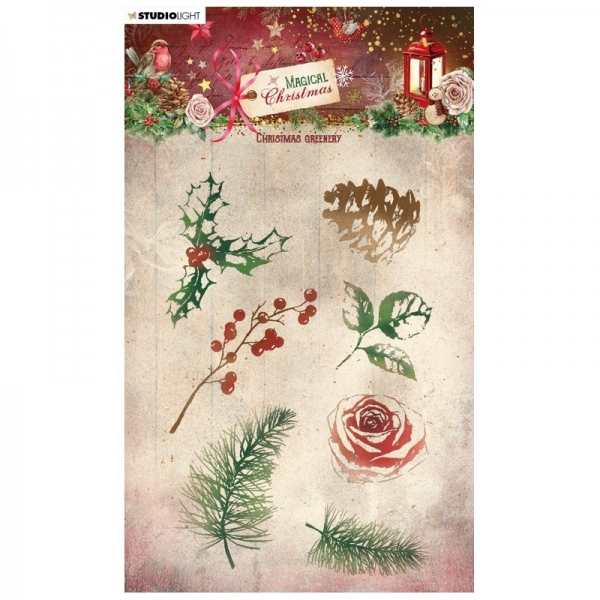Gelová razítka Magical Christmas, 7 ks - Zimní rostliny Aladine