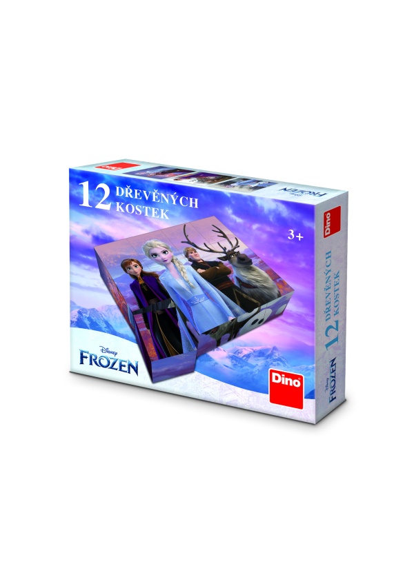 Dřevěné licenční kostky Frozen II – 12 kostek DINO