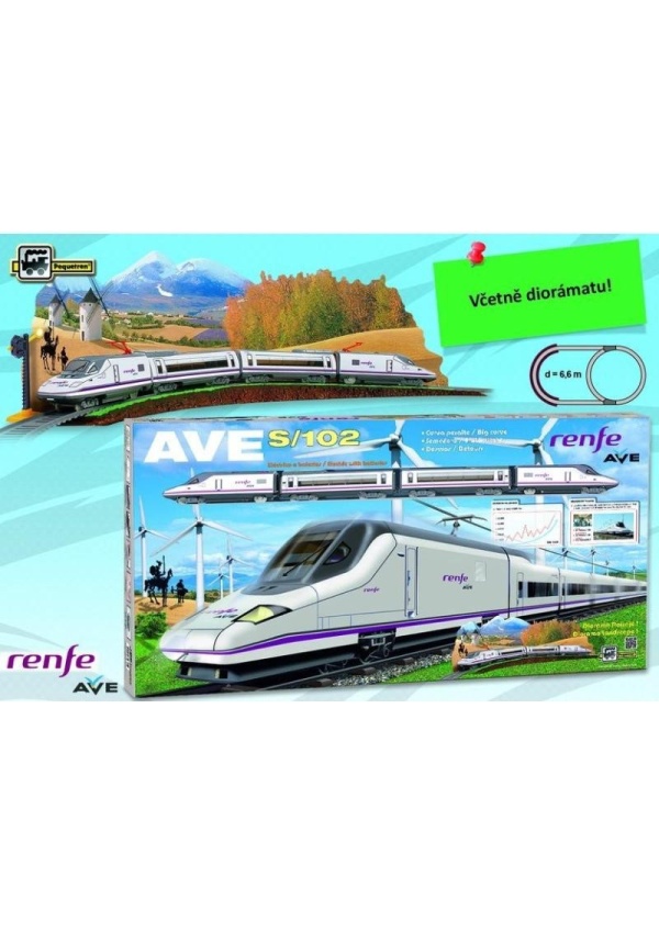 Vysokorychlostní vlak Renfe Aves-102 s diorámatem krajiny Pygmalino, s.r.o.