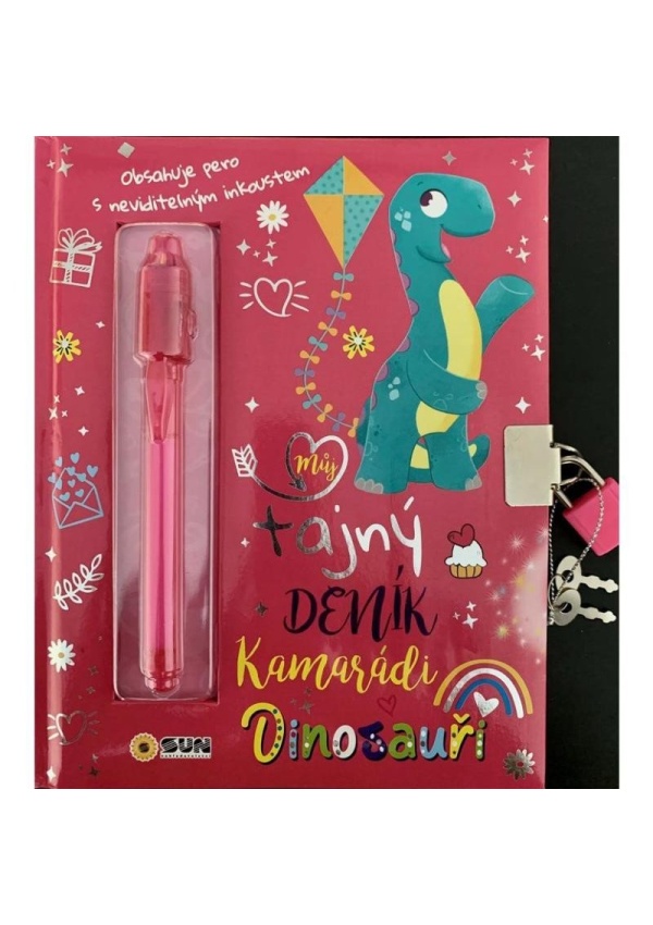 Můj tajný deník na klíček Dinosauři (růžový) NAKLADATELSTVÍ SUN s.r.o.