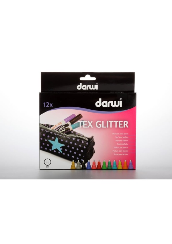 DARWI TEX GLITTER fixy na textil  sada 12 x 6 ml