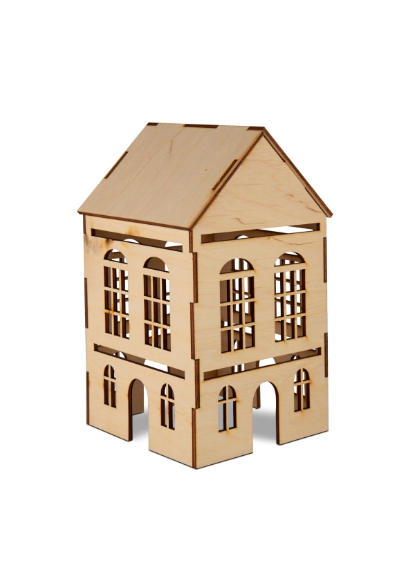 Dřevěná 3D dekorace domečku: 2 okýnka ALBI