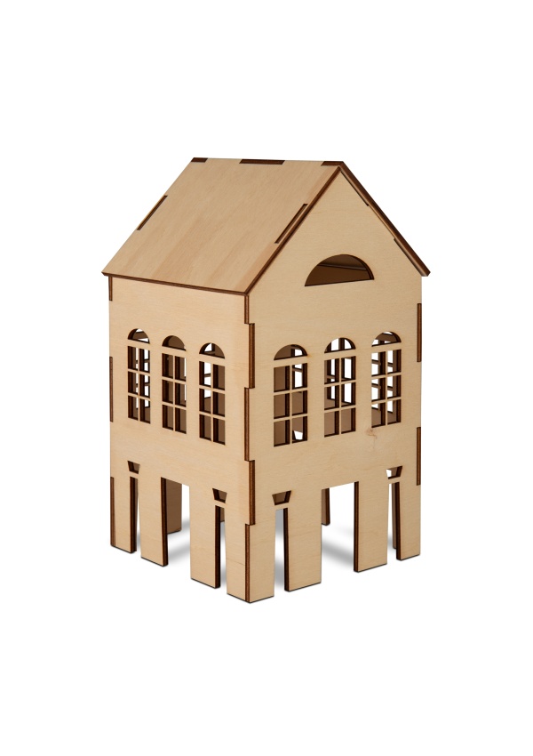 Dřevěná 3D dekorace domečku: 3 okýnka ALBI