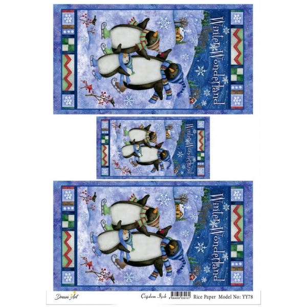 Rýžový papír, A4 - Tučňáci přejí veselé Vánoce Aladine