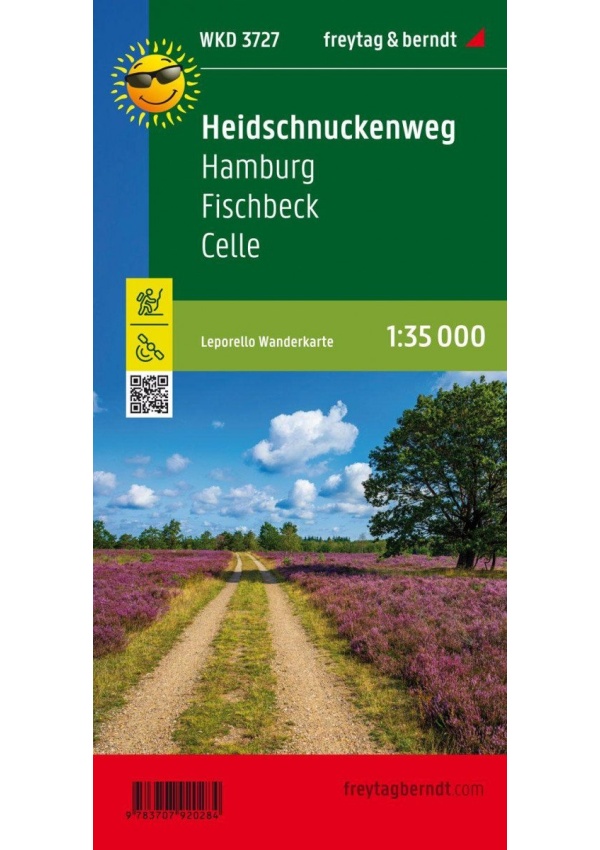 Heidschnuckenweg, Hamburk, Fischbeck, Celle, Leporello 1:35 000 / turistická a cykloturistická mapa