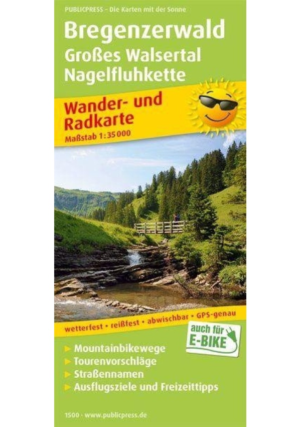Bregenzerwald, Grosses Walsertal, Nagelfluhkette 1:35 000 / turistická a cykloturistická mapa