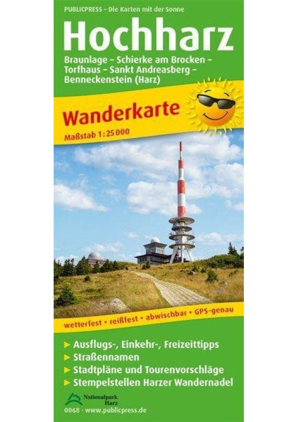 Hochharz, Braunlage-Schierke-Torfhaus-St. Andreasberg-Benneckenstein 1:25 000 / turistická mapa