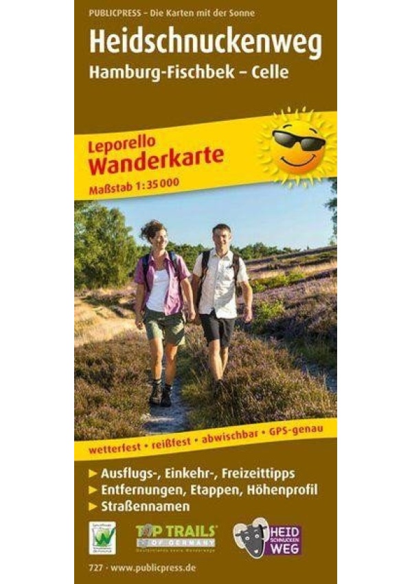 Heidschnuckenweg, Hamburg-Fischbek-Celle 1:35 000 / turistická mapa