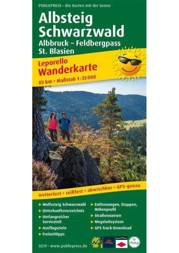 Albsteig Schwarzwald, Albbruck-Feldbergpass, St. Blasien 1:35 000 / turistická mapa
