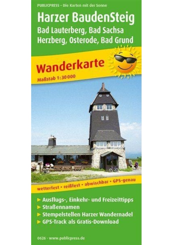 Harzer BaudenSteig, Bad Lauterberg, Bad Sachsa, Herzberg, Osterode, Bad Grund 1:30 000 / turistická mapa