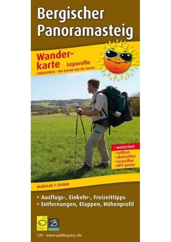 Bergischer Panoramasteig 1:30 000 / turistická mapa
