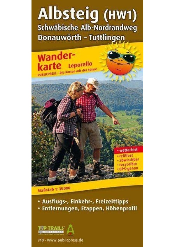 Albsteig Švábský Alb-Nordrandweg, Donauwörth-Tuttlingen 1:35 000 / turistická mapa
