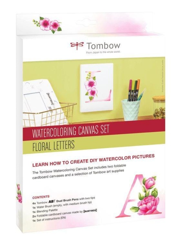 Tombow Sada Watercoloring Canvas Set Floral Letters KALIA paper, s.r.o.