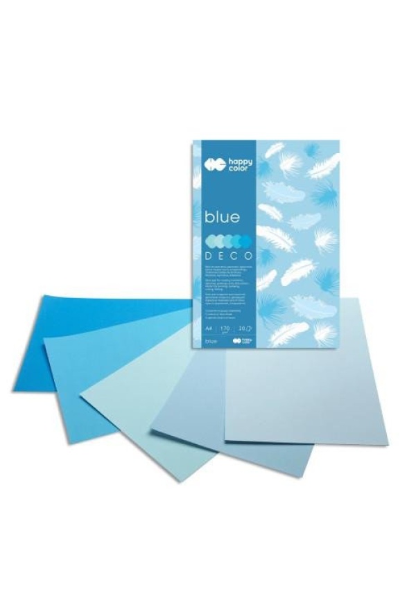 Blok s barevnými papíry A4 Deco 170 g - modré odstíny