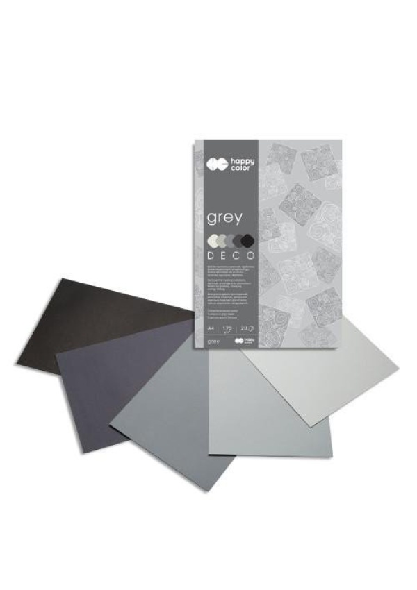 Blok s barevnými papíry A4 Deco 170 g - šedé odstíny