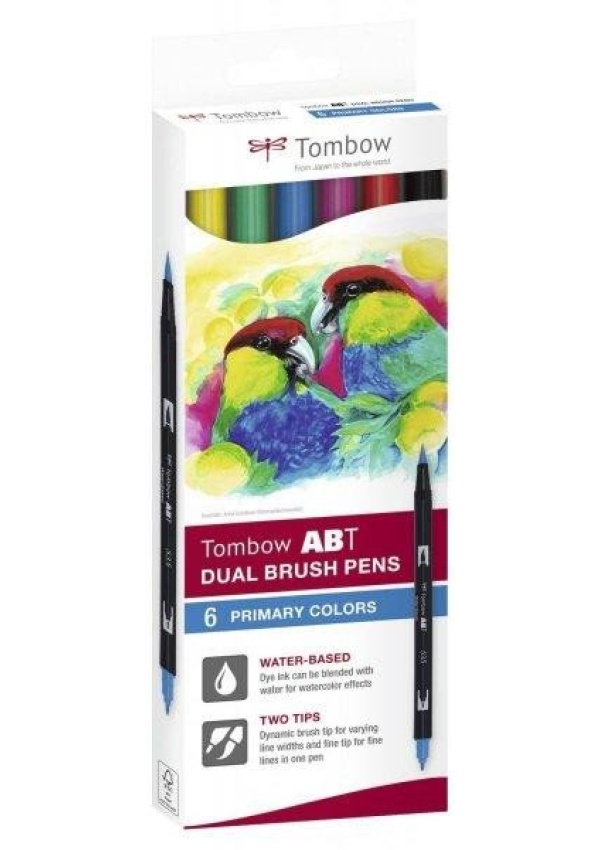 Tombow ABT Dual Pen Brush Sada oboustranných štětcových fixů - Primary colours 6 ks KALIA paper, s.r.o.