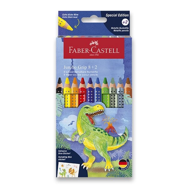 Pastelky Faber-Castell Colour Grip Jumbo Dinosaurus 10 barev Faber-Castell