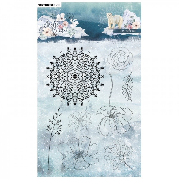 Gelová razítka Arctic Winter, 8 ks - Květy v ledu Aladine