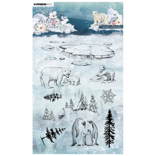 Gelová razítka Arctic Winter, 9 ks - Medvědi a tučňáci Aladine