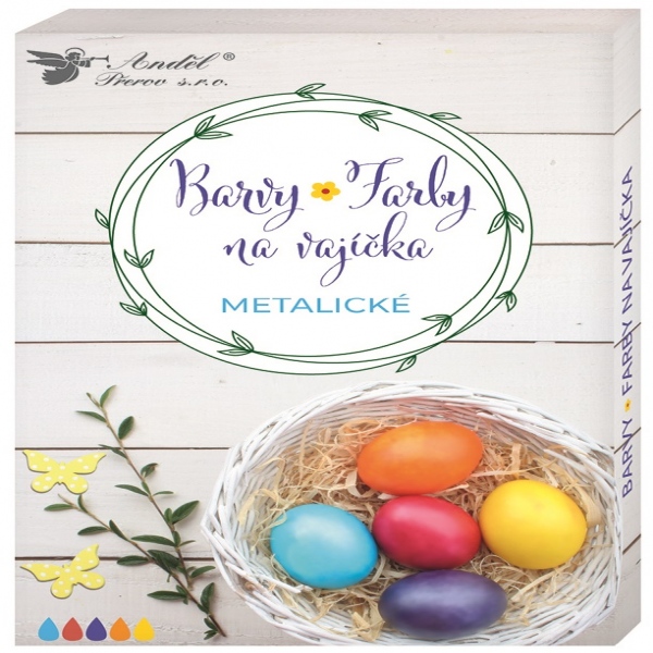 Barvy na vajíčka gelové metalické, 5 ks v balení, rukavice Anděl Přerov s.r.o.