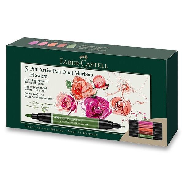 Popisovač Faber-Castell Pitt Artist Pen Dual Marker Flowers sada 5 ks Faber-Castell