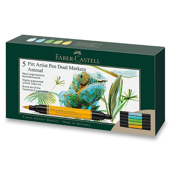 Popisovač Faber-Castell Pitt Artist Pen Dual Marker Animal sada 5 ks Faber-Castell
