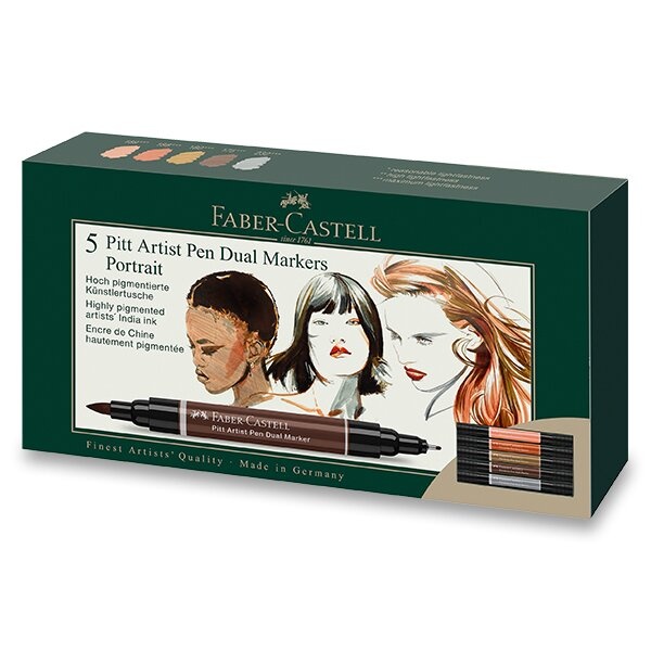Popisovač Faber-Castell Pitt Artist Pen Dual Marker Portrait sada 5 ks Faber-Castell