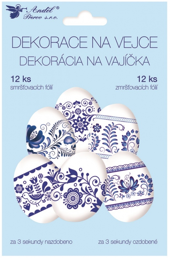Smršťovací dekorace na vejce, modrý motiv Anděl Přerov s.r.o.