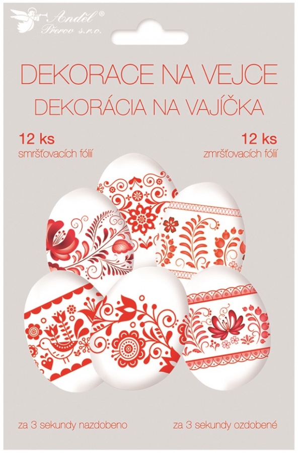 Smršťovací dekorace na vejce, červený motiv Anděl Přerov s.r.o.