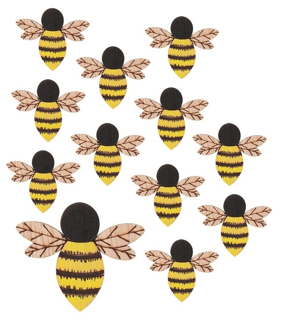 Včela dřevěná s lepíkem 4 cm, 12 ks v sáčku Anděl Přerov s.r.o.
