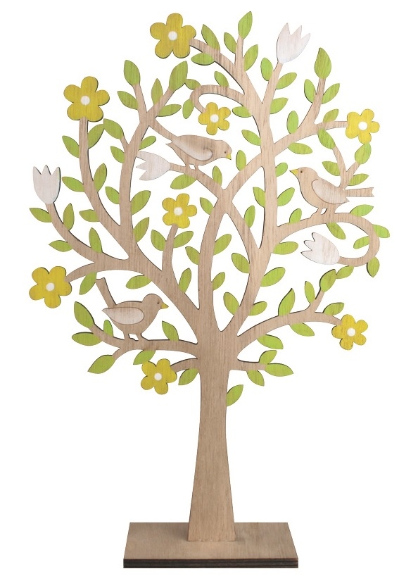 Strom dřevěný se žlutými květy na postavení 30 cm Anděl Přerov s.r.o.