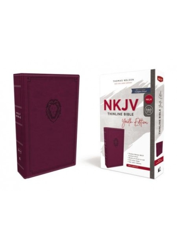 NKJV, Thinline Bible Youth Edition, Leathersoft, Purple, Red Letter, Comfort Print, Holy Bible, New King James Version