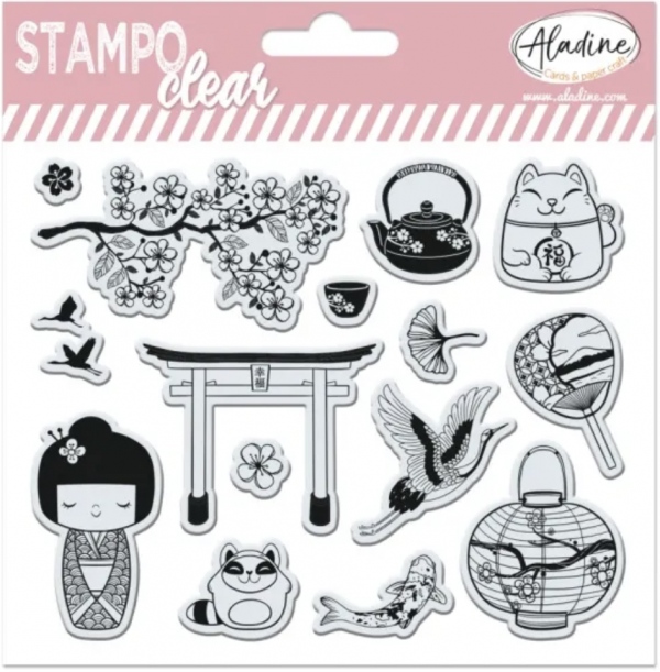 Gelová razítka Stampo Clear, 15 ks - Japonsko Aladine