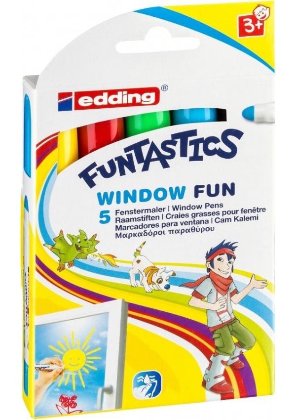 Edding Dětský popisovač Funtastics na okna 16, sada 5 barev