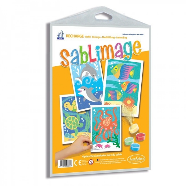 Sada obrázků - Sablimage: Pískové obrázky - Ryby a delfíni Montessori