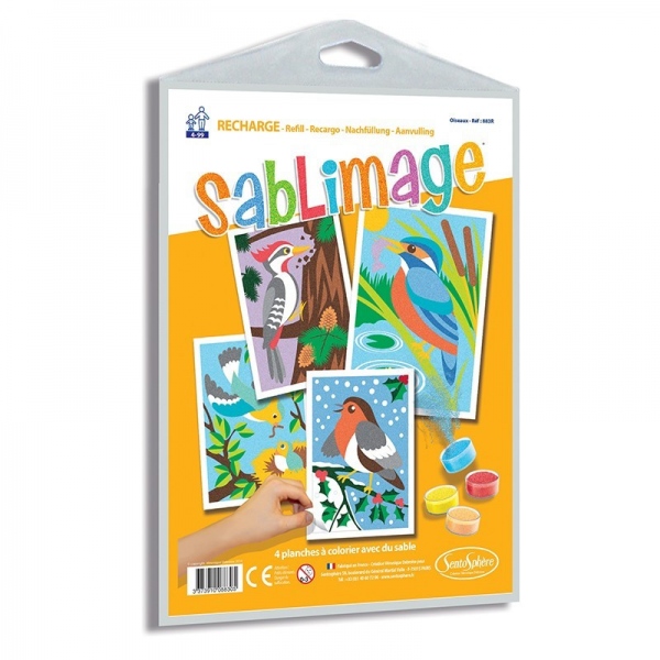 Sada obrázků - Sablimage: Pískové obrázky - Ptáci Montessori