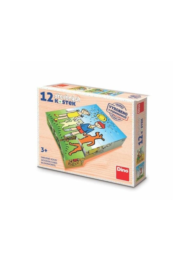 Pejsek a kočička - Dřevěné kostky 12 ks Dino Toys s.r.o.