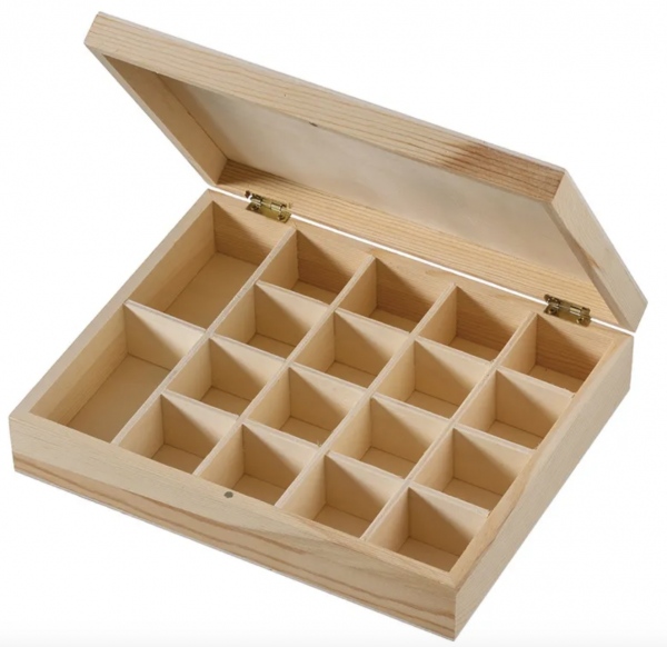Dřevěná krabička na čaj k dozdobení - 25x20x5,5 cm Aladine