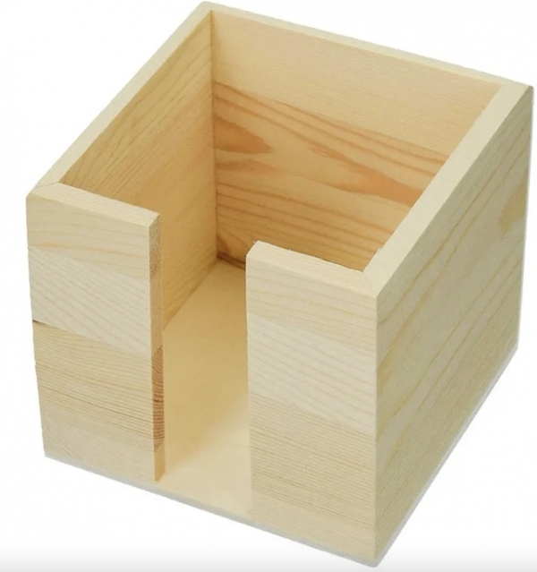 Dřevěná krabička na papírové bločky k dotvoření - 11x11x10 cm Aladine