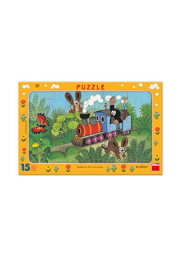 Puzzle Krtek a lokomotiva 15 dílků deskové DINO