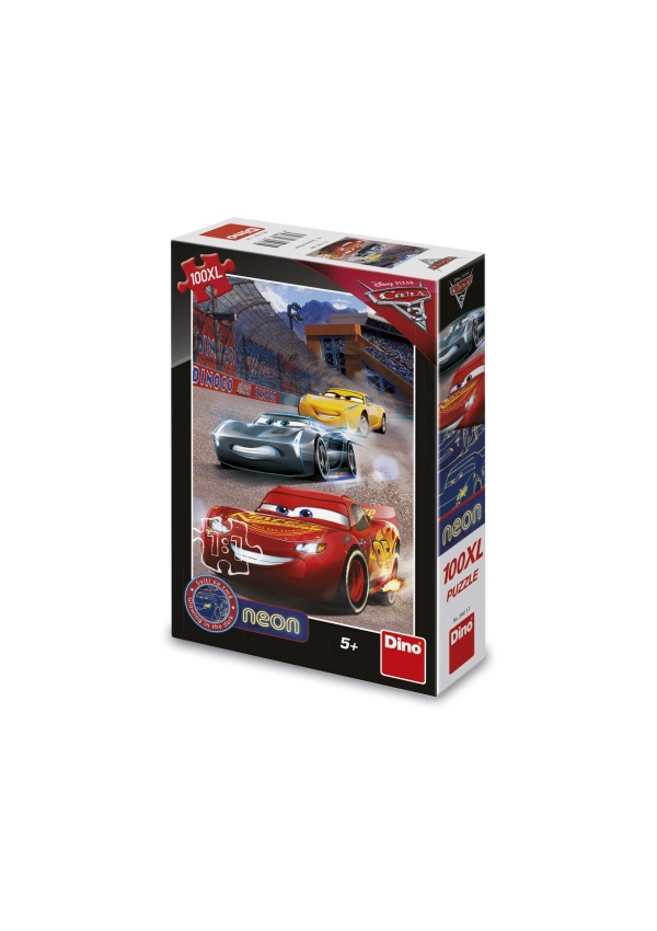 Puzzle Cars 3: Vítězné kolo 100 xl dílků neon DINO
