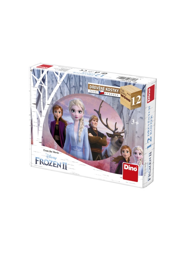 Dřevěné kostky Frozen II – 12 kostek DINO