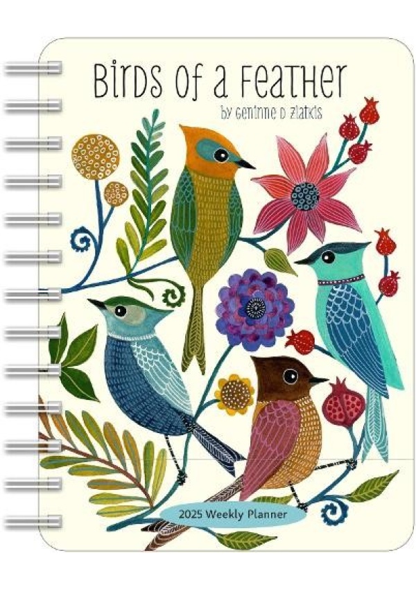 Birds of a Feather 2025 Weekly Planner Calendar, Watercolor Bird Illustrations by Geninne Zlatkis