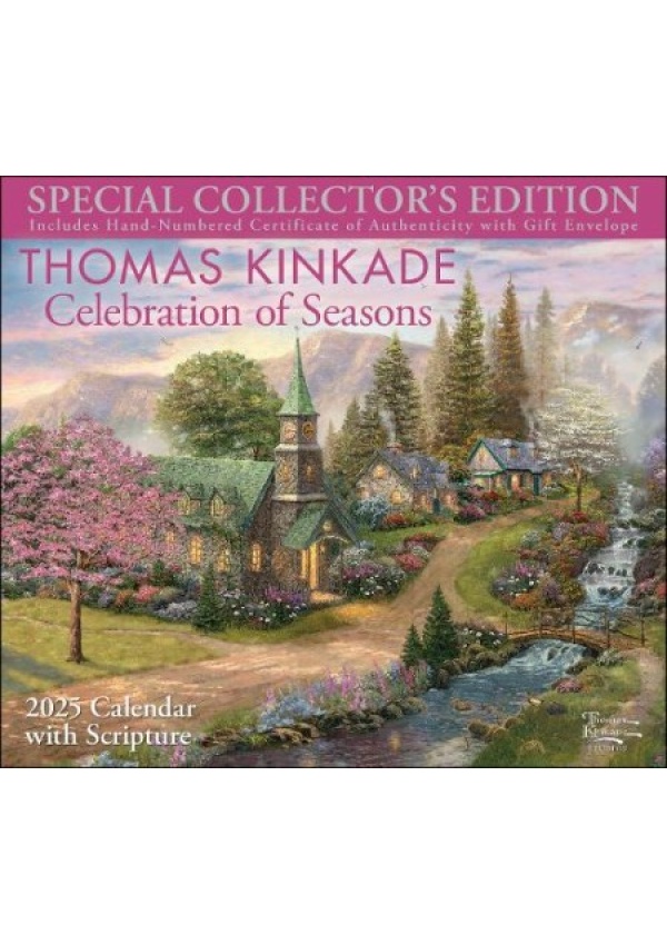 Thomas Kinkade Special Collector's Edition with Scripture 2025 Deluxe Wall Calendar with Print, Celebration of Seasons