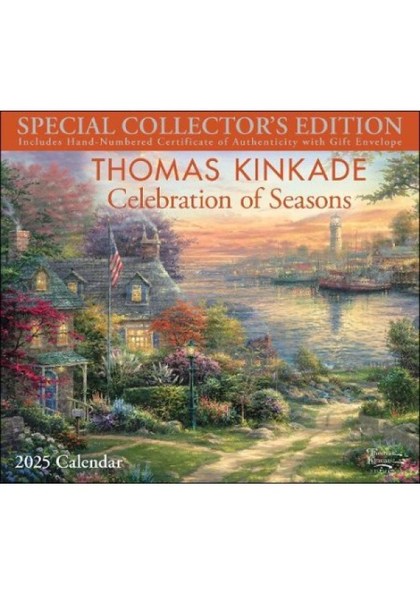 Thomas Kinkade Special Collector's Edition 2025 Deluxe Wall Calendar with Print, Celebration of Seasons