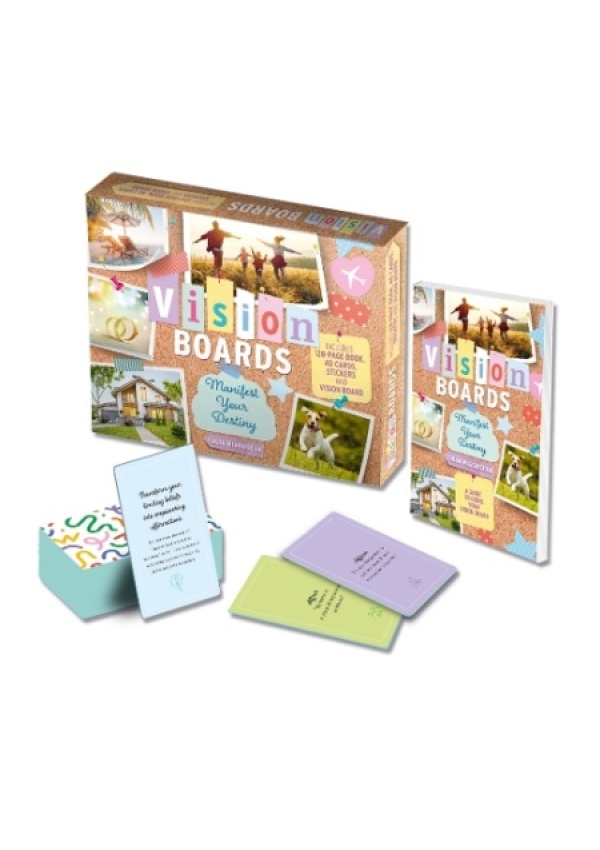 Vision Boards Manifest Your Destiny Kit, Includes 128-page Book, 40 Cards, Stickers, and Vision Board