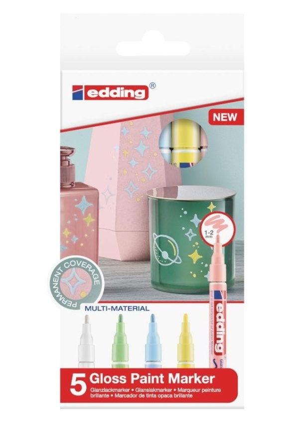 Edding Lakový popisovač 751 - Pastel, sada 5 ks