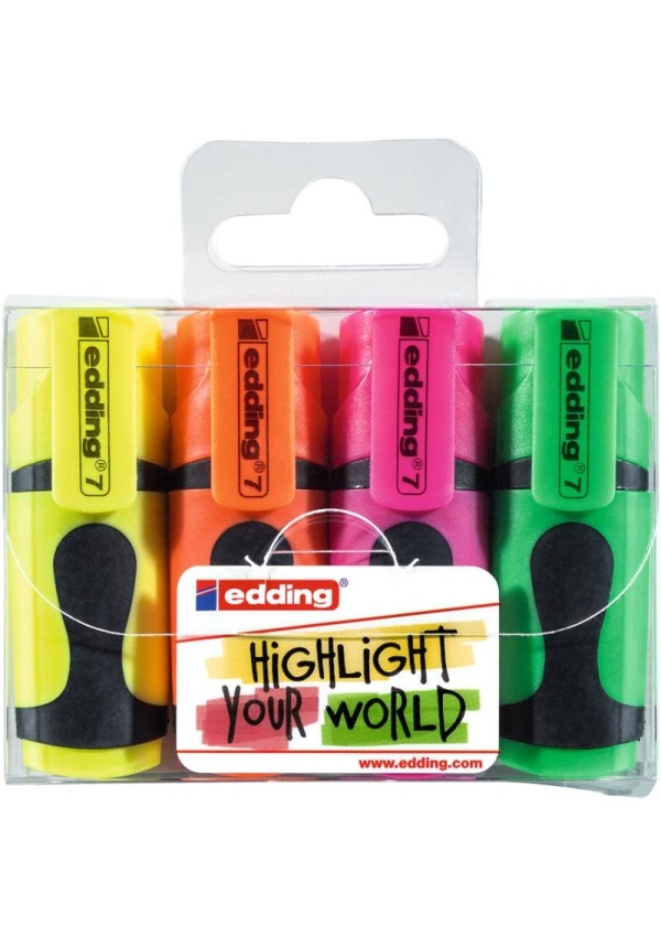 Edding Zvýrazňovače mini 7 - Neon, sada 4 ks