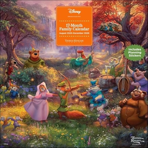 Disney Dreams by Thomas Kinkade Studios 17-Month 2025-2026 Family Wall Calendar